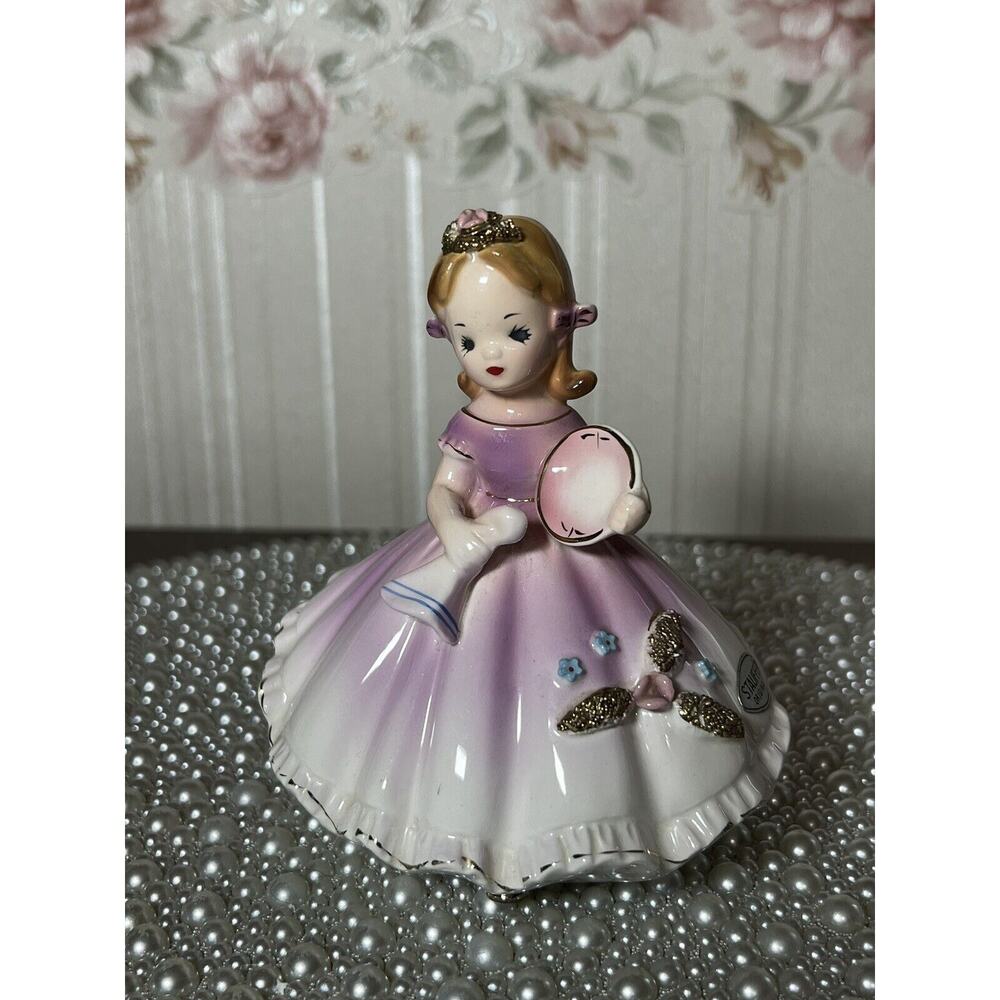 HTF VINTAGE ARNART ERICH STAUFFER GIRL PORCELAIN FIGURINE 4 3/4" , FOIL